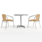 31.5'' Round Aluminum Indoor-Outdoor Table with 2 Beige Rattan Chairs (TLH-ALUM-32RD-020BGECHR2-GG)-4