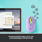 Logitech POP Wireless Mouse - Daydream-The emoji button: Press the colorful mouse's magic middle button to open a menu of emojis to use in your chats, or give it your own shortcut using Logitech Software (Windows and macOS only)