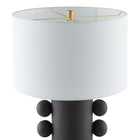 Hudson&Canal Jurrah 27" Tall Ceramic Table Lamp with Fabric Shade - Matte Black/White-Rated for one 60W incandescent bulb - 9W LED bulb, 13W fluorescent (CFL) bulb, or 9W self-ballasted LED bulb, E26-base bulb, Bulb not included