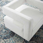 Modway Booth Performance Velvet Performance Velvet Swivel Armchair - White-Squared Cutaway Design