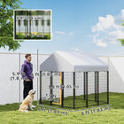 PawHut Outdoor Dog Kennel, Welded Wire Dog Run with Cover - 6' L x 6' W x 6' H-12 welded wire panels include a secure, escape-proof door