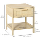 HOMCOM Narrow Nightstand with Rattan Elements - Nature Wood-Elevated legs facilitate easy cleaning underneath and keep items dry in case of spills