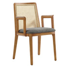 Modway Monarch Wood and Rattan Dining Armchair - Honey/Natural/Grey-Beech Wood Frame