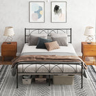 HOMCOM Queen Size Metal Platform Bed Frame with Headboard - Black-Equipped with tall headboard and footboard for beauty and back support