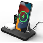 mophie Snap+ 3-in-1 Stand with BYO Watch - Black-The 3-in-1 stand is MagSafe compatible, and it comes with a snap adapter ring for non-MagSafe compatible phones so they can charge wirelessly too