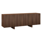 Hudson&Canal Harold Rectangular Fluted TV Stand for TV's up to 75" - Satin Walnut-A transitional design accomodates TVs up to 75" for your entertaining space