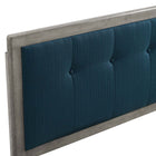 Modway Draper Tufted Fabric and Wood Queen Headboard - Grey Azure-Dense Foam Padding