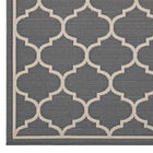 Modway Avena Moroccan Quatrefoil Trellis Indoor/Outdoor Area Rug - 5 ft W x 8 ft L - Grey/Beige-100% Soft Polypropylene