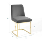 Modway Amplify Sled Base Performance Velvet Dining Side Chair - Gold/Grey-Performance Velvet Polyester Upholstery