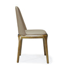Manhattan Comfort Courding 20.9" Modern Faux Leather Upholstered Dining Chair - Tan and Walnut - Set of 2-Seat Height: 18.7"