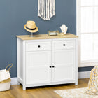HOMCOM 39.4" L Sideboard Buffet Cabinet - White-Solid particle board frame with sturdy middle leg for stability