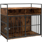 PawHut Dog Crate Furniture with Feeding Station - 39" - Black-This dog crate doubles as a stylish side table to complement your home style
