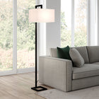 Hudson&Canal Greyson 68" Tall Floor Lamp with Fabric Shade - Blackened Bronze/White-Product Dimensions: 14" L x 16" W x 68" H
