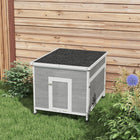 PawHut 30" W Wooden Duck Coop with Openable Roof - Grey-Spacious living area accommodates 3-6 ducks or similarly sized poultry 