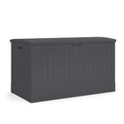 Suncast Extra Large Deck Box - 200 Gal. - Peppercorn-The unique soft close design prevents the lid from closing too quickly and slamming shut. 