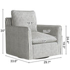 Ebello Kandyn 29.7" W Modern Soft Stripe Upholstered Swivel Barrel Chair with Removable Cushion - Blue-8