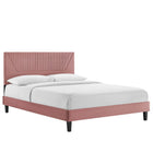 Modway Yasmine Channel Tufted Performance Velvet King Platform Bed - Dusty Rose-Stain-Resistant Performance Velvet