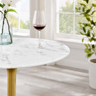 Modway Lippa 28" Round Faux Marble Bar Table - Gold White-Seats 2