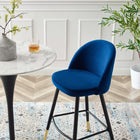 Modway Cordial Performance Velvet Bar Stools - Navy - Set of 2-Matte Black Metal Legs