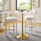 Modway Lippa 28" Round Wood Bar Table - Gold White-Seats 2