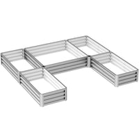 Outsunny 5-Section Metal Raised Garden Bed - 96.5" L x 95" W x 12" H - Silver-Can be combined into custom decorative layouts or be used on their own 