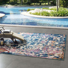 Modway Reflect Primrose Ornate Floral Lattice Indoor/Outdoor Area Rug - 8 ft W x 10 ft L - Ivory Dark Blue Multicolored-Durable Indoor/Outdoor Rug