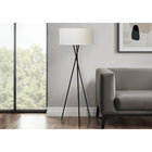 Monarch Specialties 62" H Floor Lamp - Black Metal / Ivory Cream Shade-Features a 3-way switch for a single tri-bulb up to 150W (not included), allowing for adjustable lighting to create the right ambiance that illuminates and brightens your space