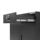 Storemax Premium Steel Horizontal Multi-functional Cabinet with 2 Drawers and 2 Doors-With 3-Point Locking system to lock dual doors, 2 drawers with lock on each drawer, total three locks with six keys, provide fully secure
