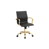 Plata Import Toni Low Back Gold Office Chair, Black (LS-3011-G-B)-PU Leather Seat