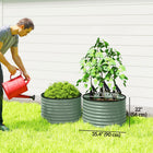Outsunny Round Raised Garden Bed - Dia. 35" x 22" H - Green - 2 Pack-Galvanized steel frames mean strong, stable structures 