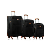 Champs Luggage Classic Collection 3-Piece Soft Side Set, Black (C5010-Black)-Durable ABS Plastic