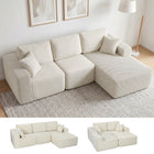 HOMCOM - Canapé sectionnel modulaire en forme de L avec assise profonde - blanc crème-La mousse haute densité assure un confort durable et prévient l’affaissement   