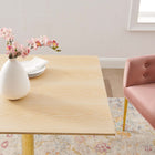 Modway Verne 35" Square Dining Table - Gold Natural-Wood Grain Design
