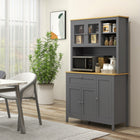 HOMCOM 71" H Kitchen Pantry Cabinet with Adjustable Shelves and Glass Door - Grey-Adjustable shelves allow you to store larger items, without worry if they will fit 