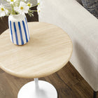 Modway Lippa 20" Round Faux Travertine Side Table - White Travertine-Versatile Placement