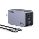 UGREEN Nexode Pro 100W 3-Port GaN USB-C/USB-A Charger-Smart Charging 3-in-1: Featuring 2 USB-C ports and 1 USB-A port, this charger intelligently distributes power to charge up to three devices simultaneously, maximizing efficiency without sacrificing speed.