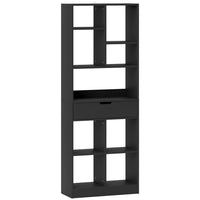 HOMCOM Tall Bookshelf with Drawer - Black-Minimalist style fits bedroom, living room, dorm, or office 