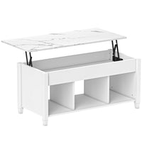 HOMCOM Lift Top Coffee Table with Storage - White-Spacious rising tabletop creates a comfortable working area