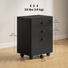 HOMCOM 3-Drawer Filing Cabinet with Lock, Mobile - Black-Clean lines and knob handles enhance office aesthetics
