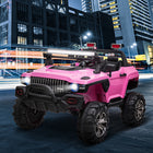 Aosom 12V 2-Seater Kids Ride-On Police Truck - Pink-Move forward or backward with the gear, pedal to accelerate 