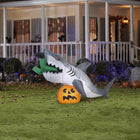 GEMMY Airblown Inflatable Halloween Animated Turning Head Shark Snack - 49" x 108"-For indoor and outdoor use