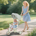 Qaba 7 in 1 Toddler Tricycle with Adjustable & Removable Parent Handle - Cream White-5-point harness and removable guardrail keep your baby safe and secure 