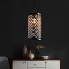 Modway Reflect Glass and Metal Pendant Chandelier - Black-Clear Glass Beads (comes with 5 extra)