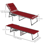 Outsunny Folding Lounge Chair - 5-Level Sun Tanning Chair - Red-Breathable mesh chairs dry quickly and stay cool during summer chats