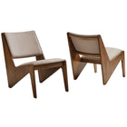 Modway Rylina Vegan Leather Accent Chairs - Walnut Brown - Set of 2-Set of 2 Armless Accent Chairs