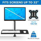 Mount-It! Adjustable Monitor Mount for Up to 32" Screens - Black-Grommet fits desktops up to 3.3" thick