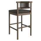 Modway Eleni Outdoor Teak Wood Bar Stools 2-Piece Set - Weathered Grey/Flint-7