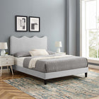 Modway Current Performance Velvet King Platform Bed - Light Grey-Black Wood Legs With Non-Marking Caps