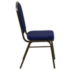Flash Furniture HERCULES Series Crown Back Stacking Banquet Chair in Patterned Fabric - Gold Vein Frame - Navy Blue-Stacks up to 15 Chairs High