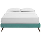 Modway Loryn Fabric King Bed Frame with Round Splayed Legs - Teal-Non-Marking Foot Glides